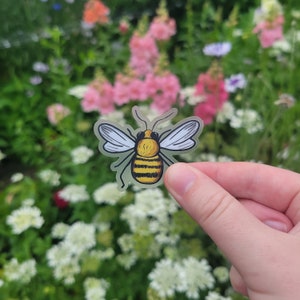 Clear Honey Bee Sticker: Waterproof Vinyl Decal