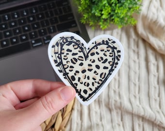 Cheetah Print Sticker, Heart sticker, Animal Sicker, Water bottle Stickers