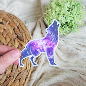 Wolf Sticker, Galaxy Sticker, Animal Sticker, Laptop Stickers, Water bottle Stickers, Waterproof Stickers