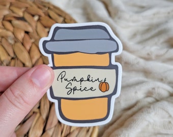 Pumpkin Spice Coffee Cup Sticker - Waterproof Fall Decor