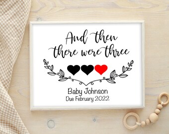 Pregnancy announcement Sign | First Baby Announcement | And then there were three | Pregnancy Announcement