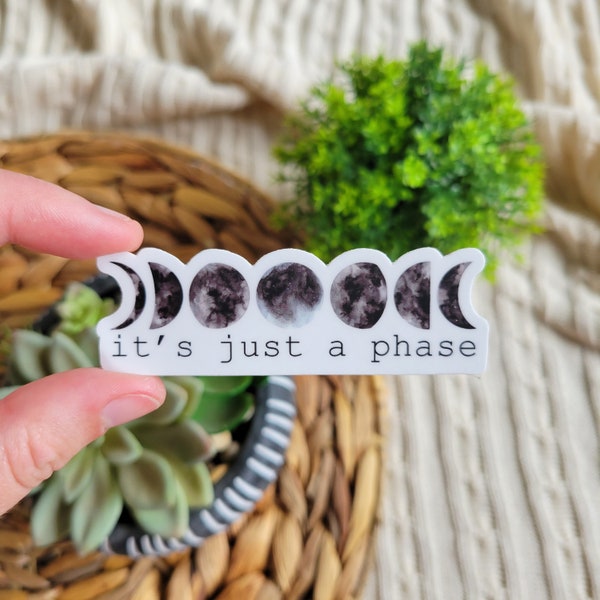 It's just a phase moon sticker, phases of the moon sticker, Moon Sticker, Laptop Stickers, Water bottle Stickers, Waterproof Stickers