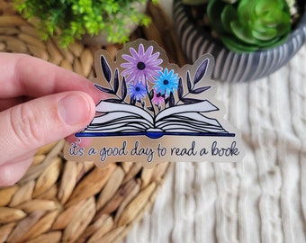 Floral Book Sticker: Waterproof Reading Decal