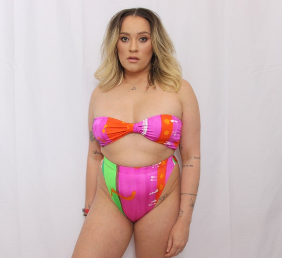 90s Color Splash High Waisted Bikini