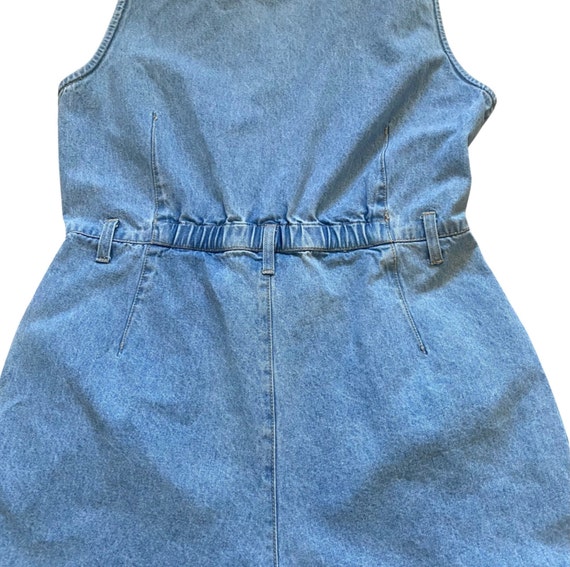 Vintage 90s blue denim jumper mini dress/skort - image 9