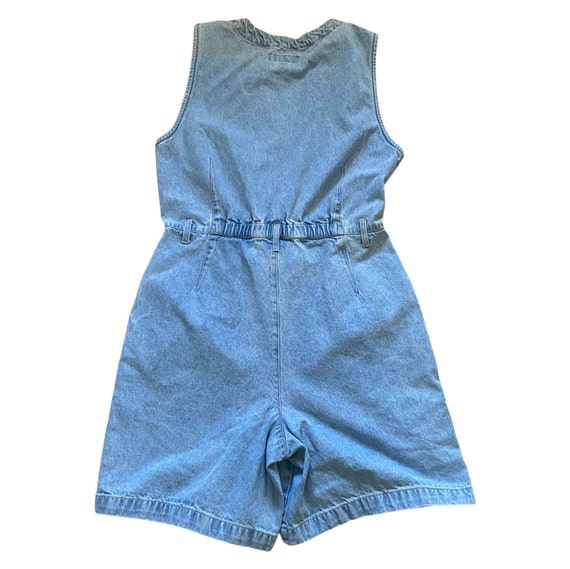 Vintage 90s blue denim jumper mini dress/skort - image 7