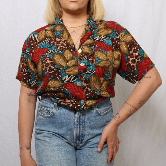 Vintage Mixed jungle print button up - image 1