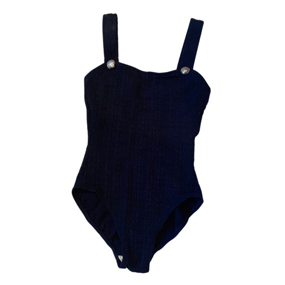 90s Textured one-piece swimsuit with gold seashel… - image 5