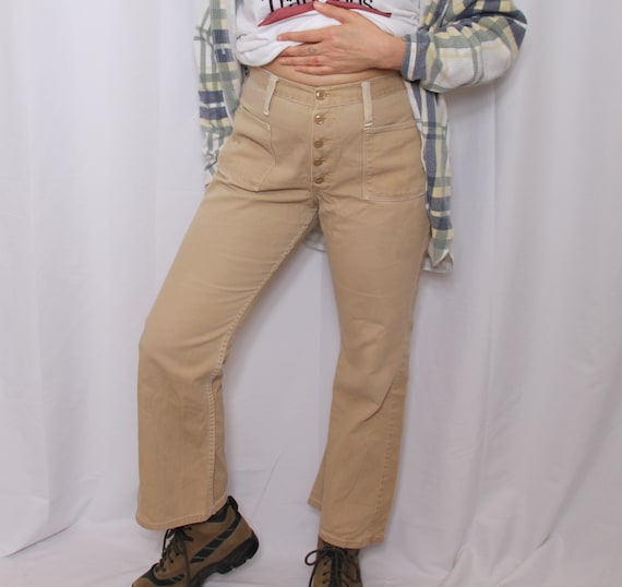 Vintage 70s Wrangler flare khaki colored flair tr… - image 3