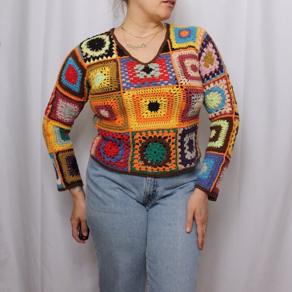 Vintage 90s Express Tricot Crochet Sweater - image 1