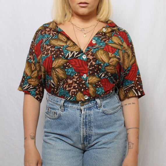Vintage Mixed jungle print button up - image 2
