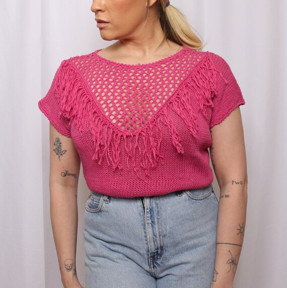 Vintage Crochet Fringe Blouse Gem