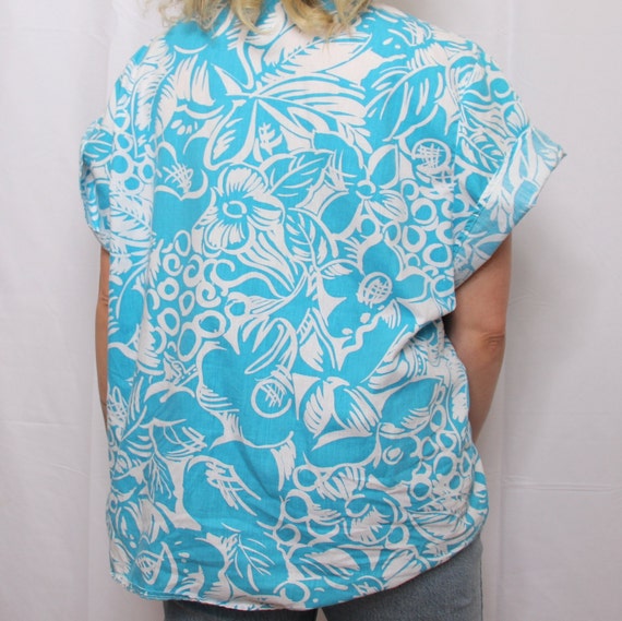 Aqua Aloha Print blouse - image 7