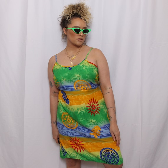 Tropical print spaghetti strap sundress - image 4