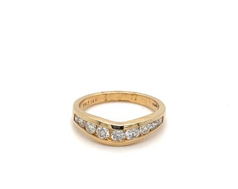 Ladies 14k Yellow Gold Curved Channel Set Wedding Band