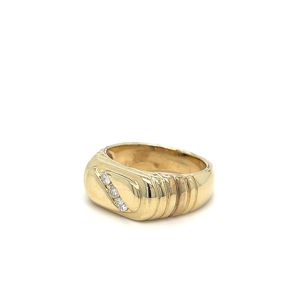 Men's Channel Set Band with 3 RBC Diamonds 14kt Yellow Gold View 3