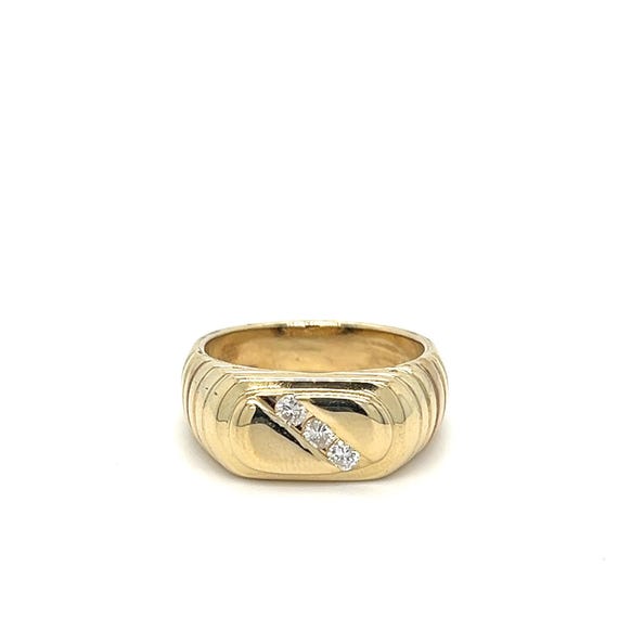 Men's Channel Set Band with 3 RBC Diamonds 14kt Yellow Gold