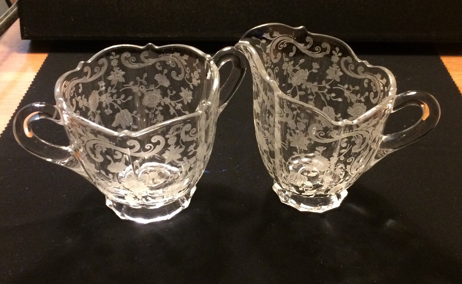 Delicate Etched Sugar and Creamer Set Etsy