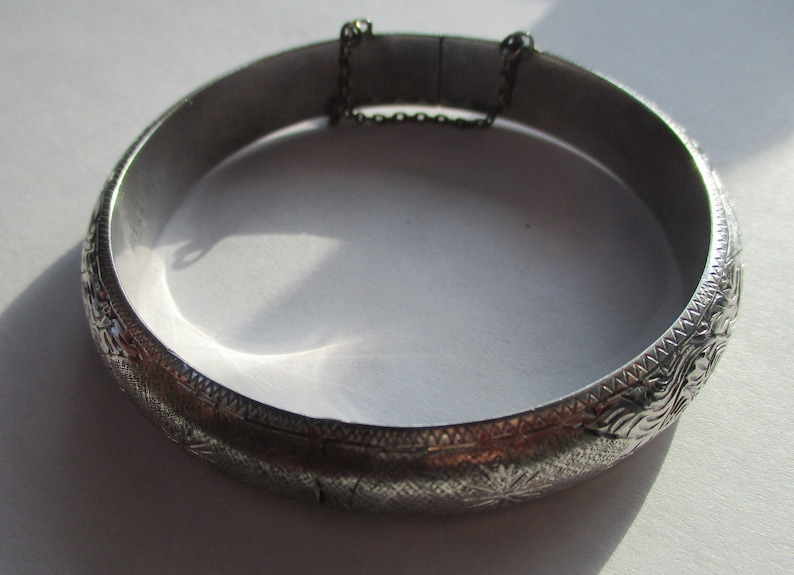 Vintage SIAM STERLING Hinged Bangle Bracelet /safety Chain Etsy