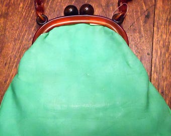 Wonderful Vintage Celluloid Purse Frame ( amber/tortoise 2 knob closure