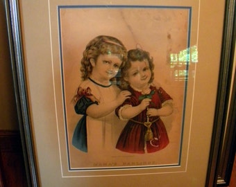 Antique Currier & Ives  MAMA'S DARLINGS " Litho