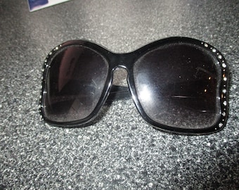 Vintage 1970's Rhinestone oversized sunglasses, ITALY