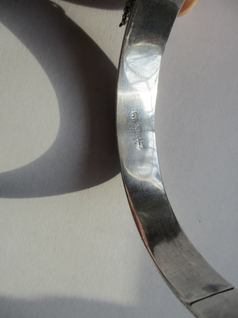 Vintage SIAM STERLING Hinged Bangle Bracelet /safety Chain Etsy