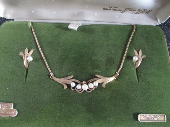 Vintage VAN DELL Pearl  Necklace & earring set, 1… - image 2