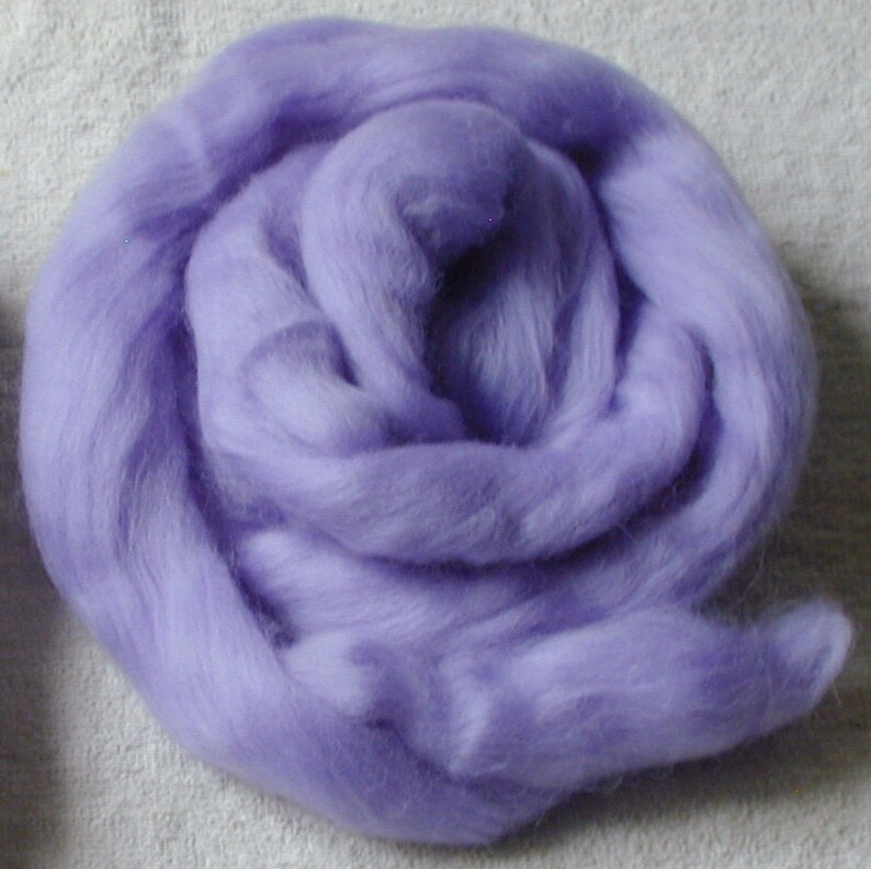 Wool Roving Merino Fiber Lavender Color commercially dyed Fiber for Spinning or Felting one ounce. Combed Top