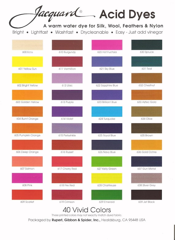 Jacquard Acid Dyes Color Chart