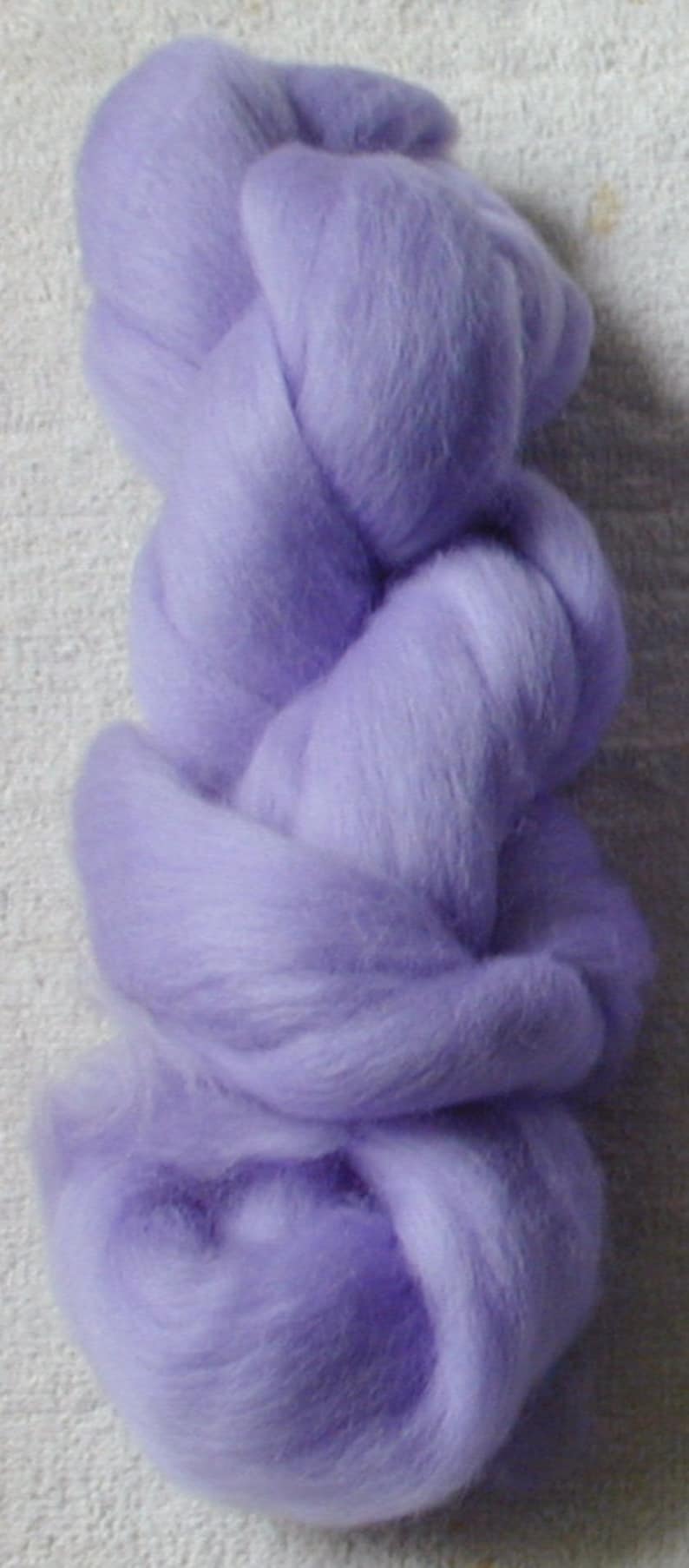 Wool Roving Merino Fiber Lavender Color commercially dyed Fiber for Spinning or Felting one ounce. Combed Top