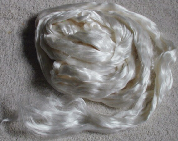 Pure Tussah Silk Natural White Cream Felting Spinning Paper Making 50g