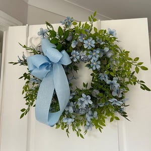 Corona azul / corona hecha a mano / corona para todas las estaciones / corona para la puerta de entrada