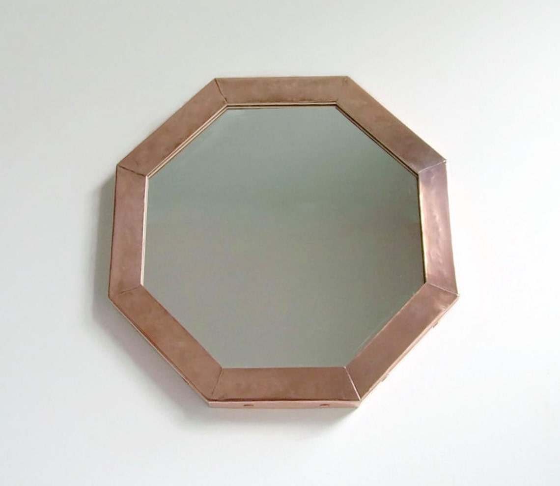 Copper Octagonal Mirror Copper Frame Wall Mirror Decorative Etsy