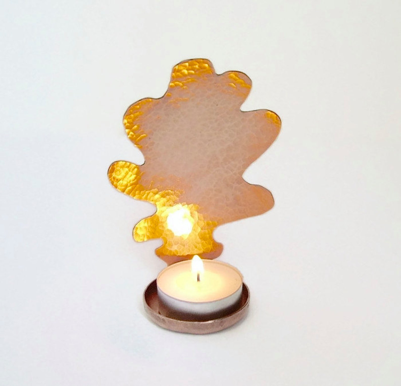 Copper Oak Leaf Candle Holder Leaf Candle Holder Wall Candle Etsy UK