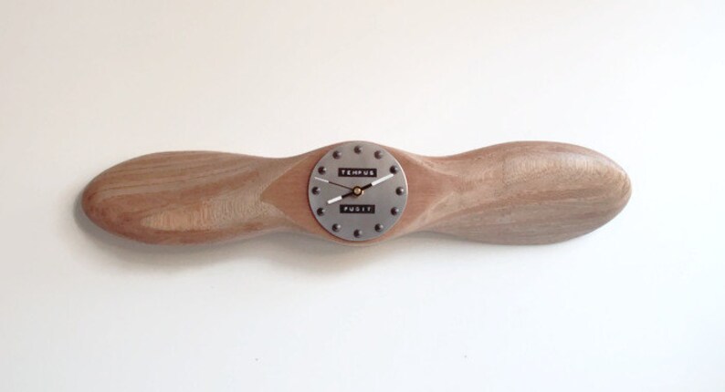 Propeller Clock Wall Aircraft Aviation Wooden Airplane Pilots Prop