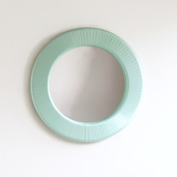 Decorative Wall Mirror -  Wall Mirror - Handmade Reclaimed  - Satin Wall Mirror -  Round Mirror - Mint Green  Mirror