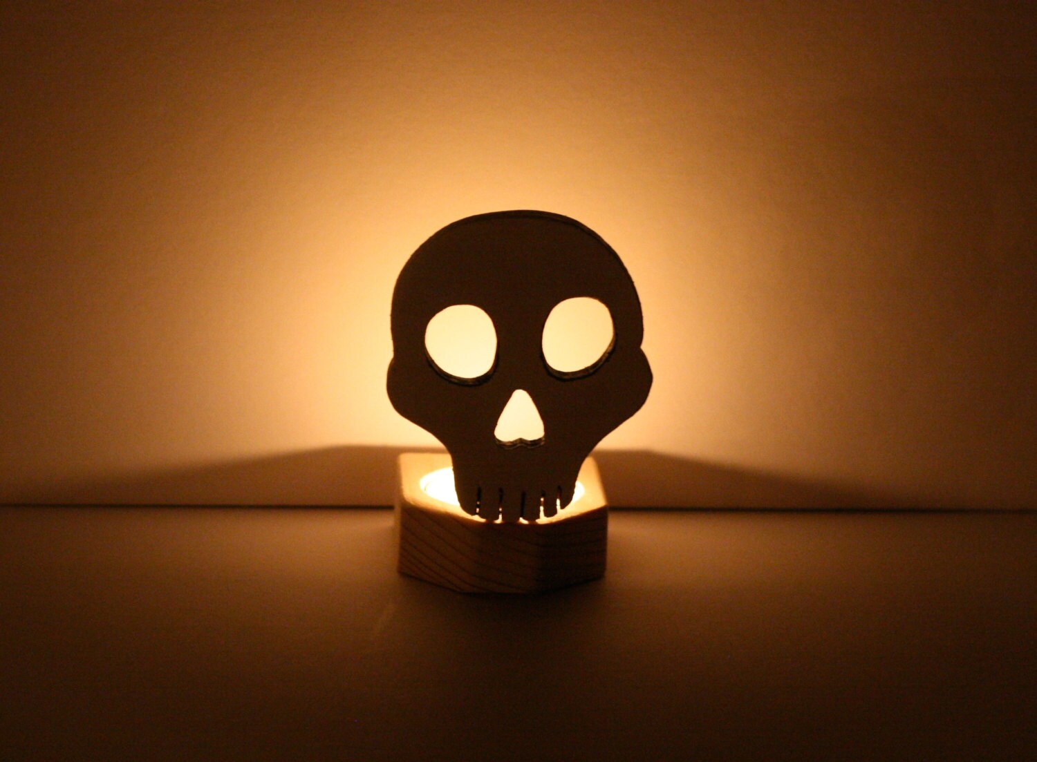 Halloween Candle Holder Halloween Skull Candle Holder Wooden Etsy