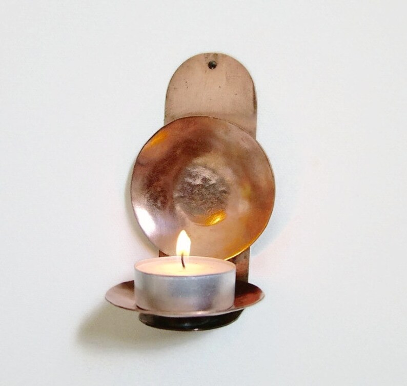 Sconce Candle Holder Copper Candle Holder Copper Reflector Etsy