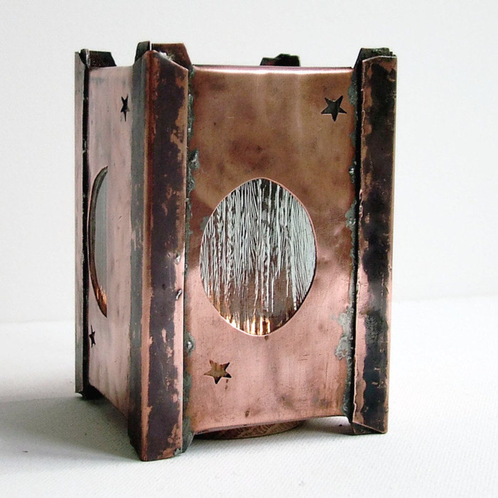 Copper Candle Holder Moon Phase Lantern Copper Lantern Moon Etsy