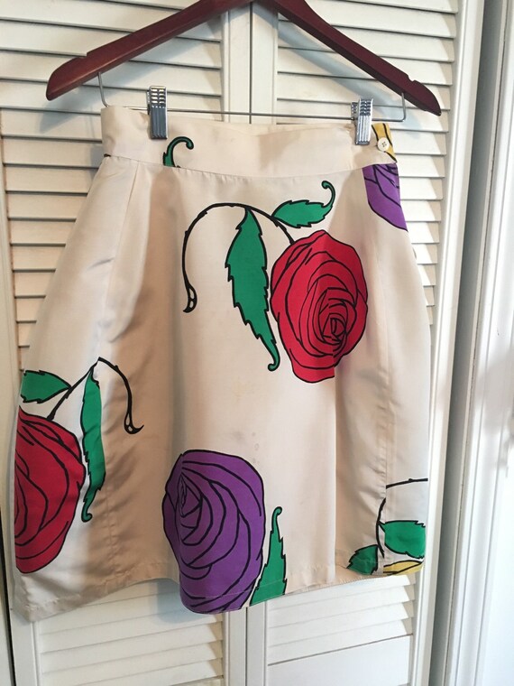 Vintage 1980s Gianni Versace Structured Silk Rose… - image 2