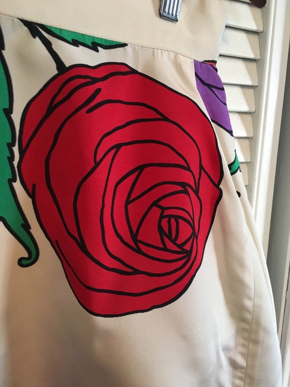 Vintage 1980s Gianni Versace Structured Silk Rose… - image 3