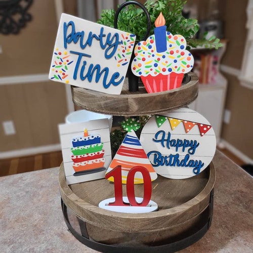 Birthday Tiered Tray Decor Tiered Tray Decor Bundle Mini Etsy