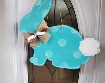Easter bunny door hanger, side view bunny, easter sign, door decor