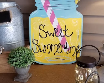 Lemonade door hanger, mason jar door hanger