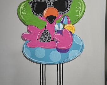 Flamingo float door hanger, door hanger, summer door hanger, flamingo
