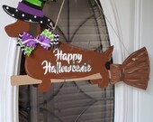 Happy Halloweenie door hanger