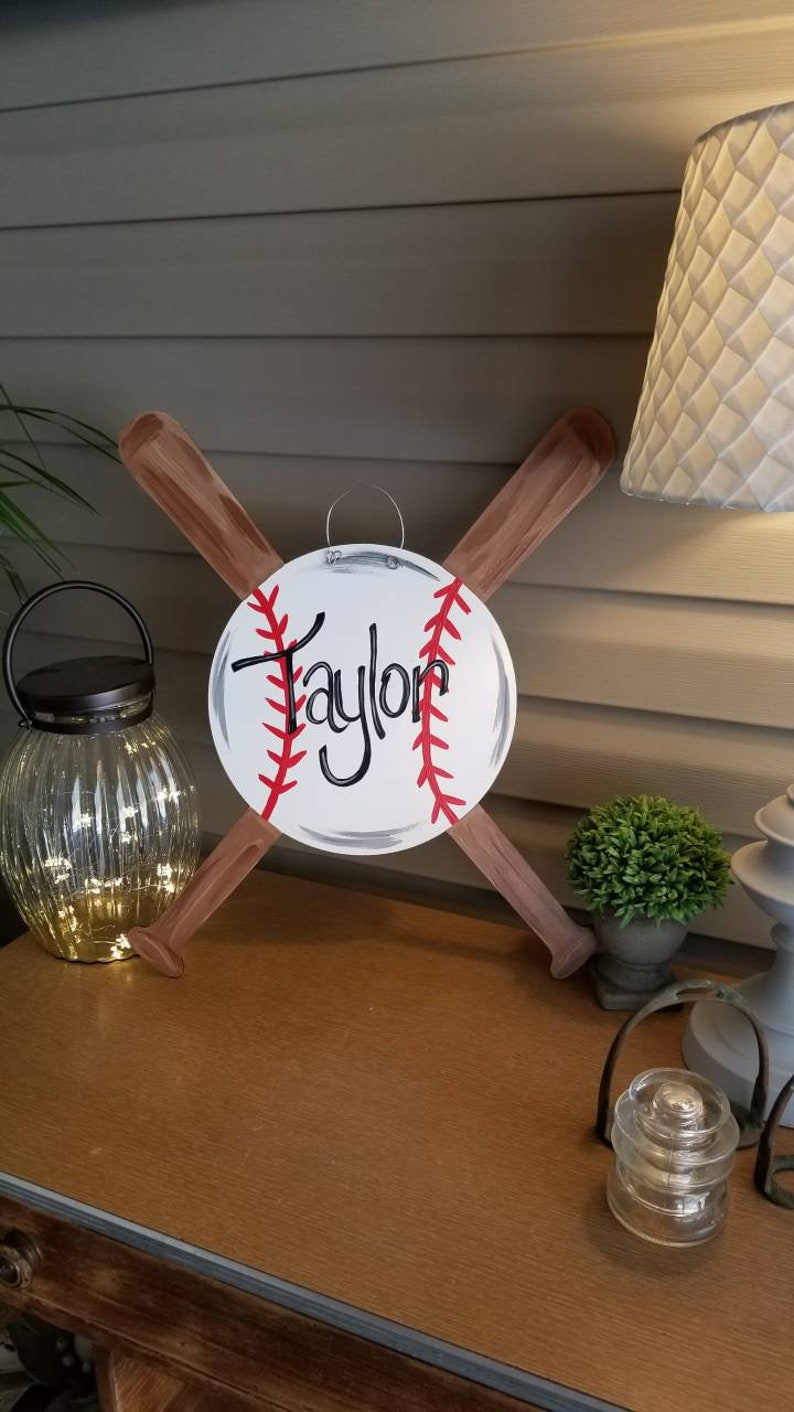 Baseball door hanger sports door hanger bat and ball door Etsy