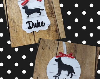 Faux shiplap dog breed ornaments