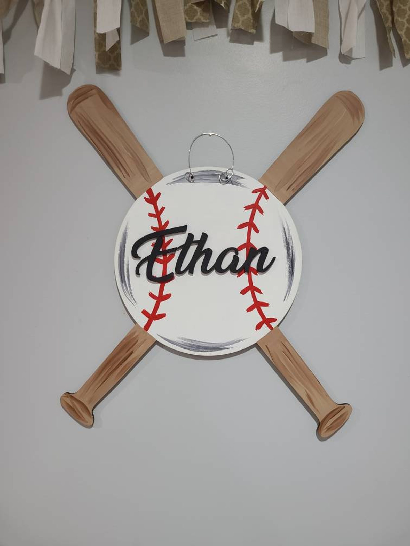 Baseball Door Hanger Sports Door Hanger Bat and Ball Door Etsy
